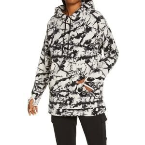 ZELLA NEW $69 Cozy Up Polar Fleece Hoodie‎ Beige Pumice Rosso Print Small
